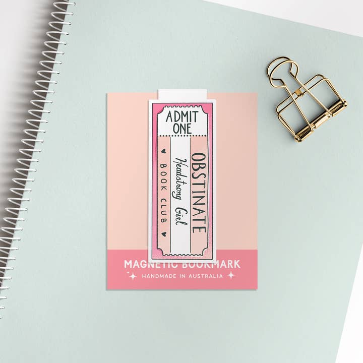 Obstinate Headstrong Girl Magnetic Bookmark, Bookish Quote for wholesale by Jasmine Allan Studio