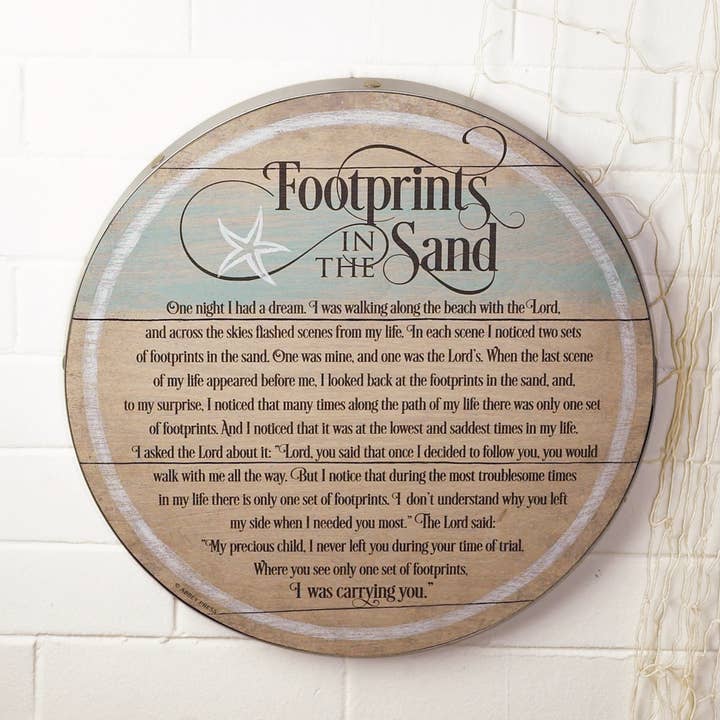 Abbey & CA Gift - Wholesale Plaque - Footprints In The Sand Plank Plaque