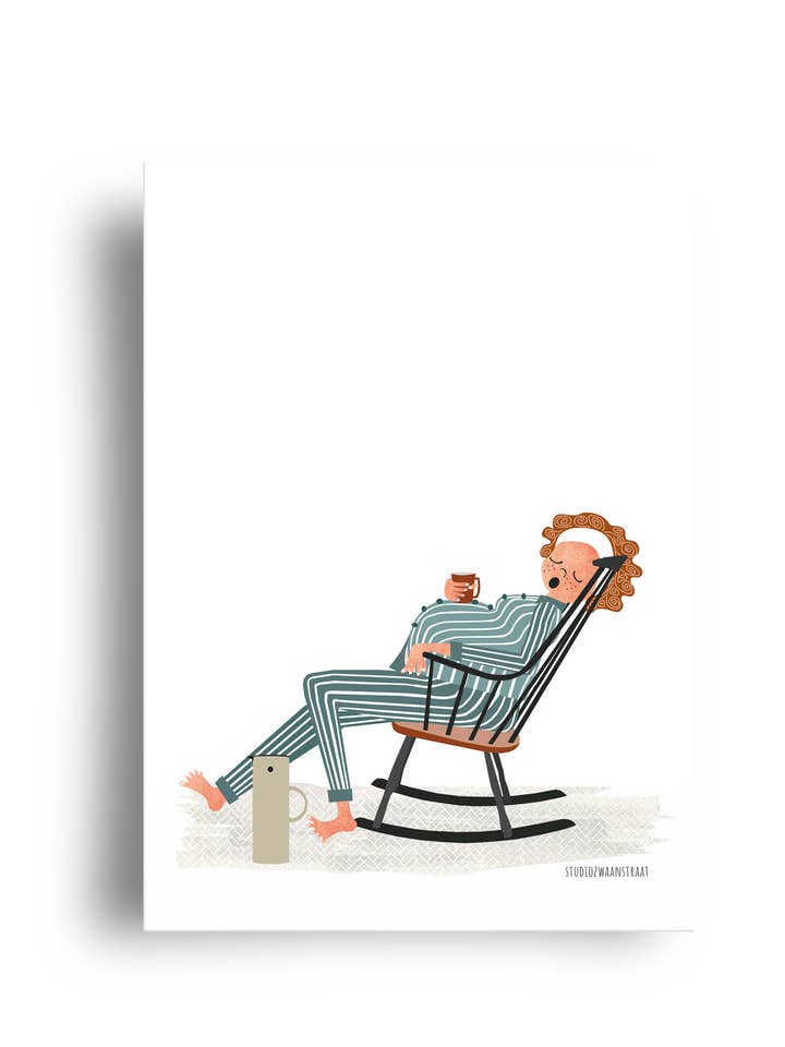 postcard series bellies- ‘rocking chair’ for wholesale by STUDIOZWAANSTRAAT