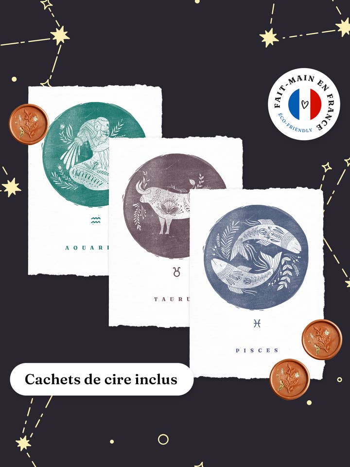 Zodiakkort i 100 % bomull, stjärntecken, horoskop för wholesale av Papeterie Slo
