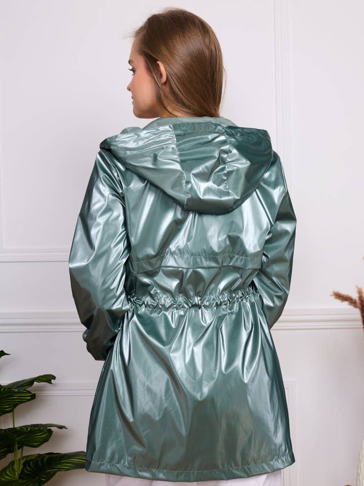 SOFTY - Wholesale Raincoat - Women's - Iridescent effect drawstring waterproof jacket S560317