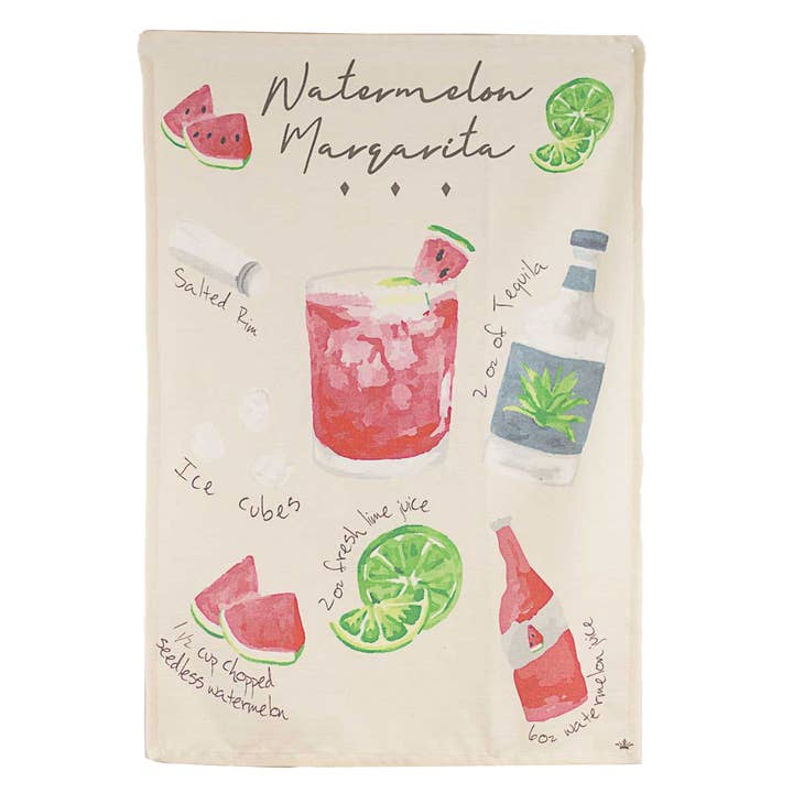Watermelon Margarita Recipe Hand Towel Cream/Multi 20x28 for wholesale by The Royal Standard