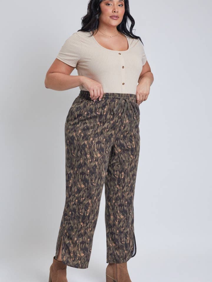 Plus Size Wide Leg Pant With Side Slit Hem-XP1087FR for wholesale by YMI