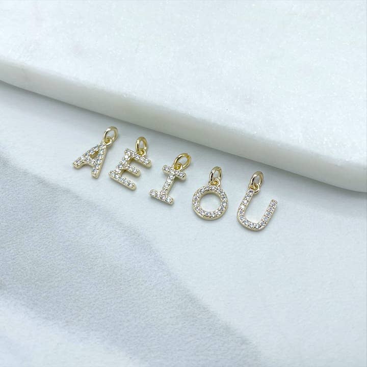 DIJU Jewelry - Wholesale - 18k Gold Filled with Micro Pave, Micro Cubic Zirconia Small INITIALS LETTERS Charms Pendant, Wholesale Jewelry Making Supplies5