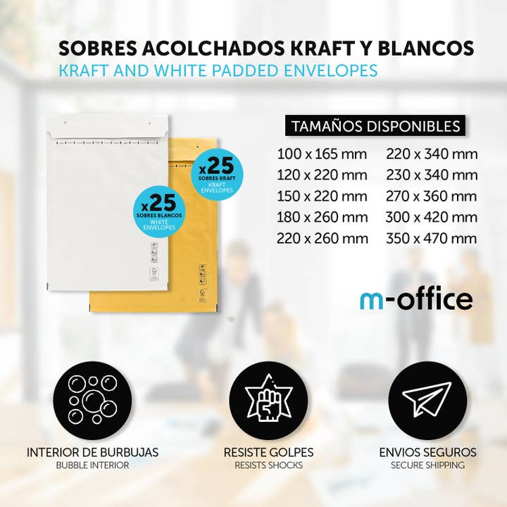 MEDEL OFFICE - Venta al por mayor Sobres - Sobres Acolchados Burbujas m-office 150x215mm 50uds