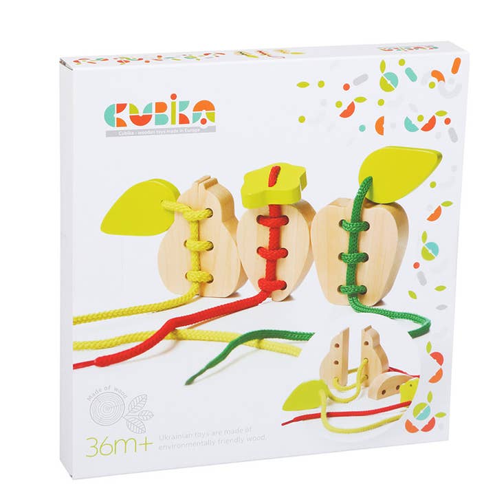 Wooden Toys – Großhandel Holzspielzeug – Kinder – Fädelspielzeug „Fruits“ | Schnürspielzeug aus Holz