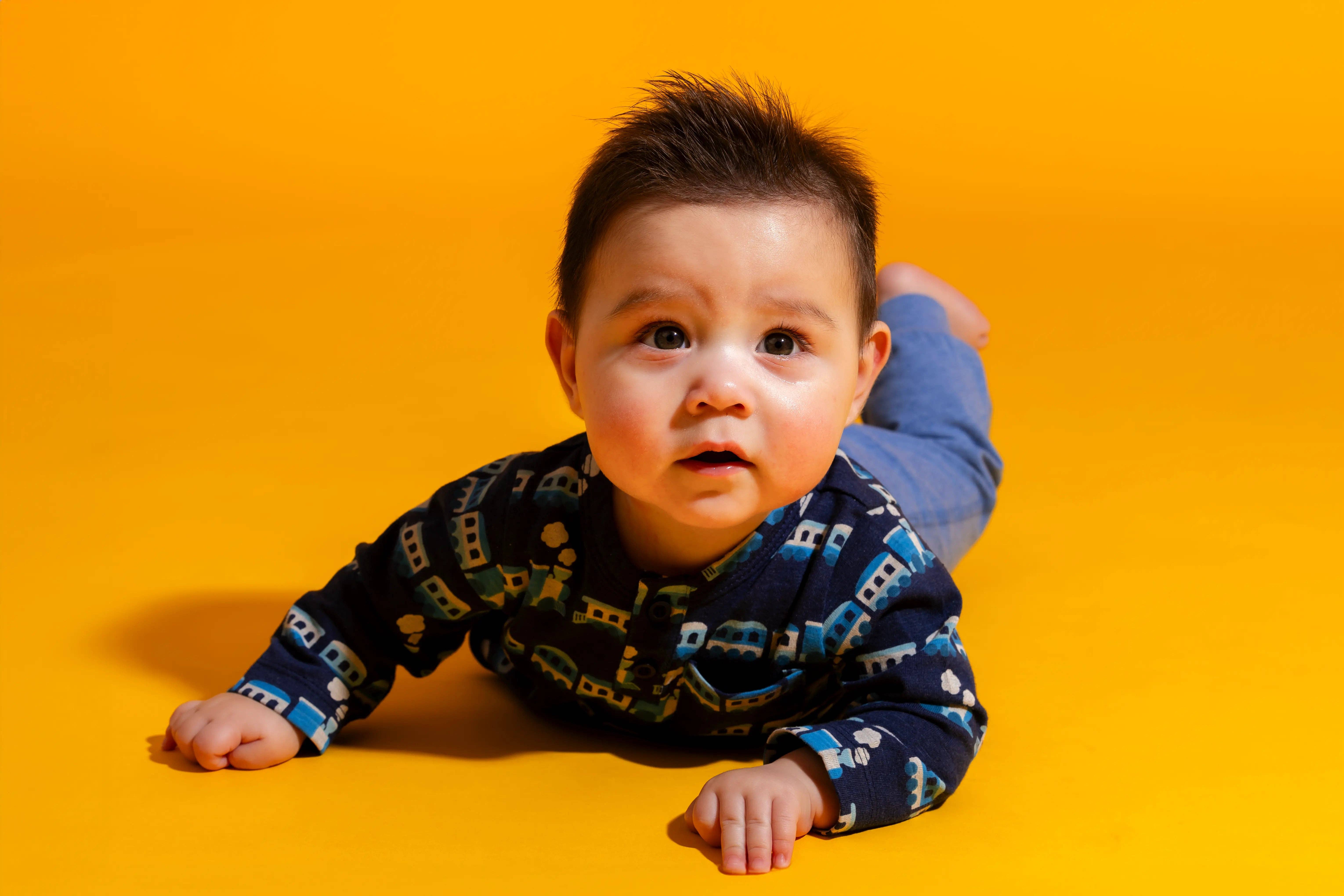 Monica + Andy - Wholesale T-Shirt - Kids - Long Sleeve Henley Tee_Blue Trains1