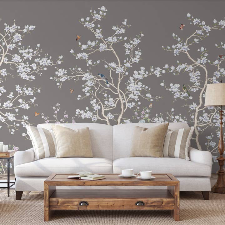 GK Home Decor - Wholesale Wallpaper - Serene Blossom Hand-Illustrated Chinoiserie Wallpaper Mural9