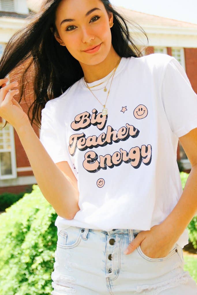 Girl Tribe Co – wholesale Screen printed t-shirt – Women′s – Big Teacher Energy Tee0