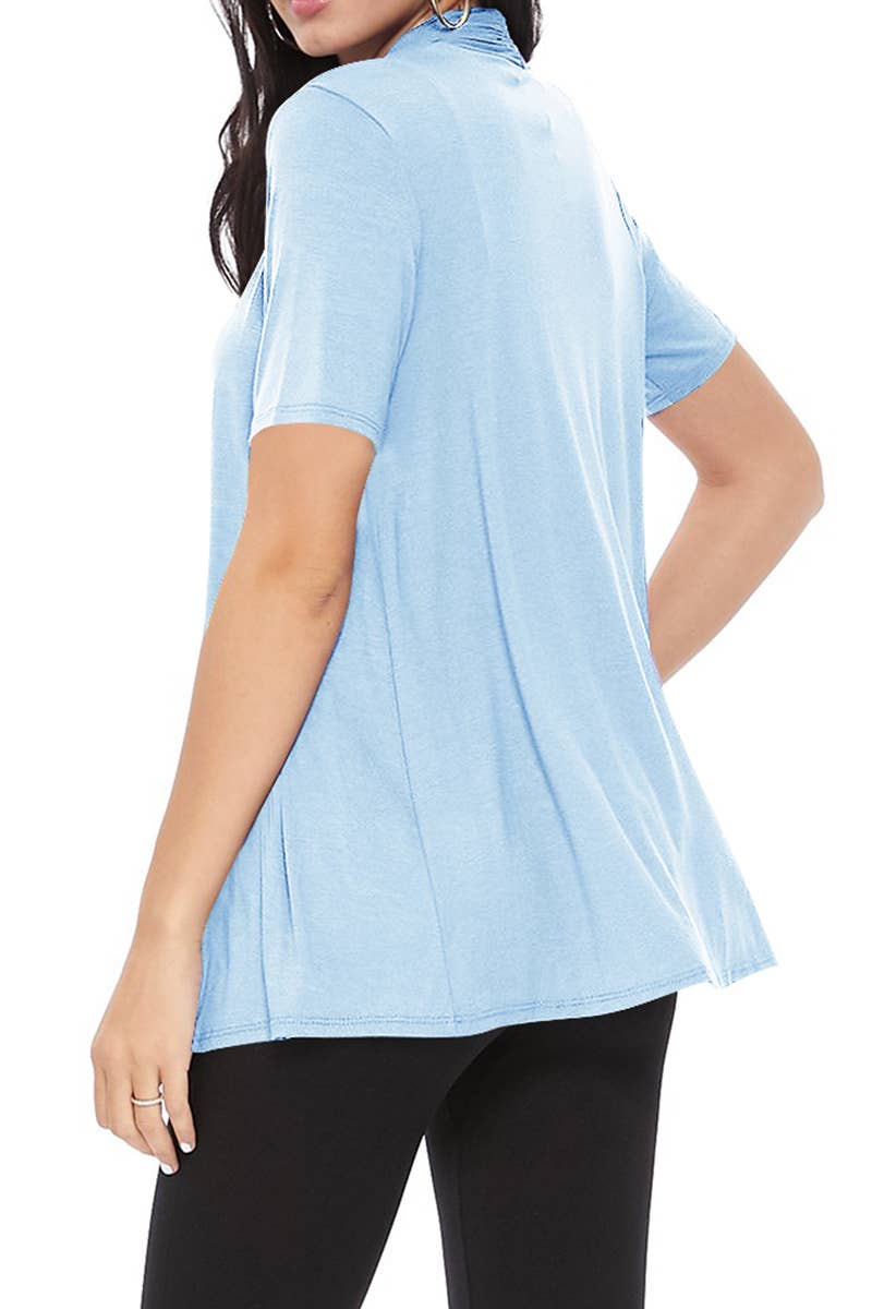 MOA COLLECTION - Wholesale Cardigan - Women's - Women's Casual Short Sleeve Draped Open Front Solid Cardigan42