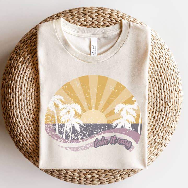 Retro Take It Easy Tee | Beachy Vibes Tee for wholesale by Amy Anne Apparel Inc