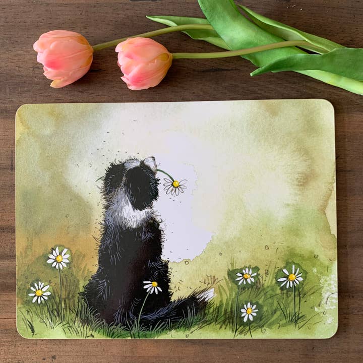 Mantel individual Collie and Flowers para venta al por mayor de Alex Clark Art