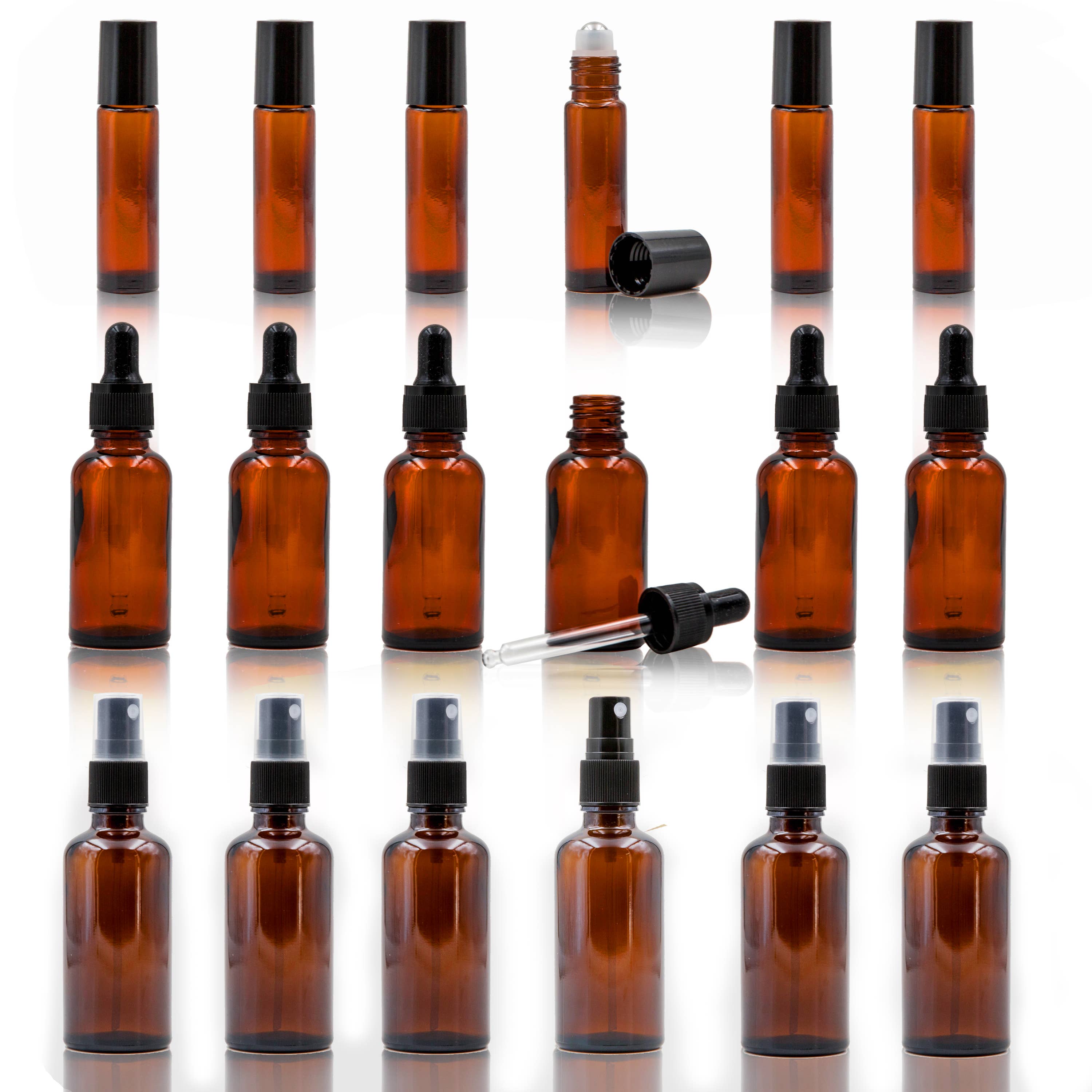 Youngever - Vente Supports pour huile essentielle - Lot de 18 bouteilles d'huiles essentielles en verre Youngever - Ambre1