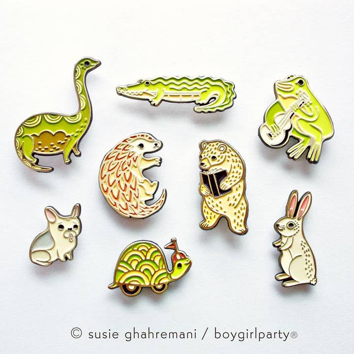 Boygirlparty – Alfinete/botão de lapela por atacado – Pino de esmalte Ukelele Frog, pino de lapela de guitarra sapo Boygirlparty