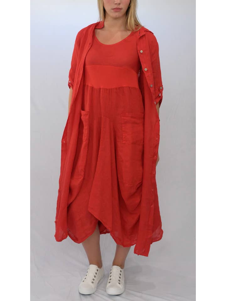 Merci Marie - Wholesale Dress - Women's - Linen Tank Gathered Dress #46709