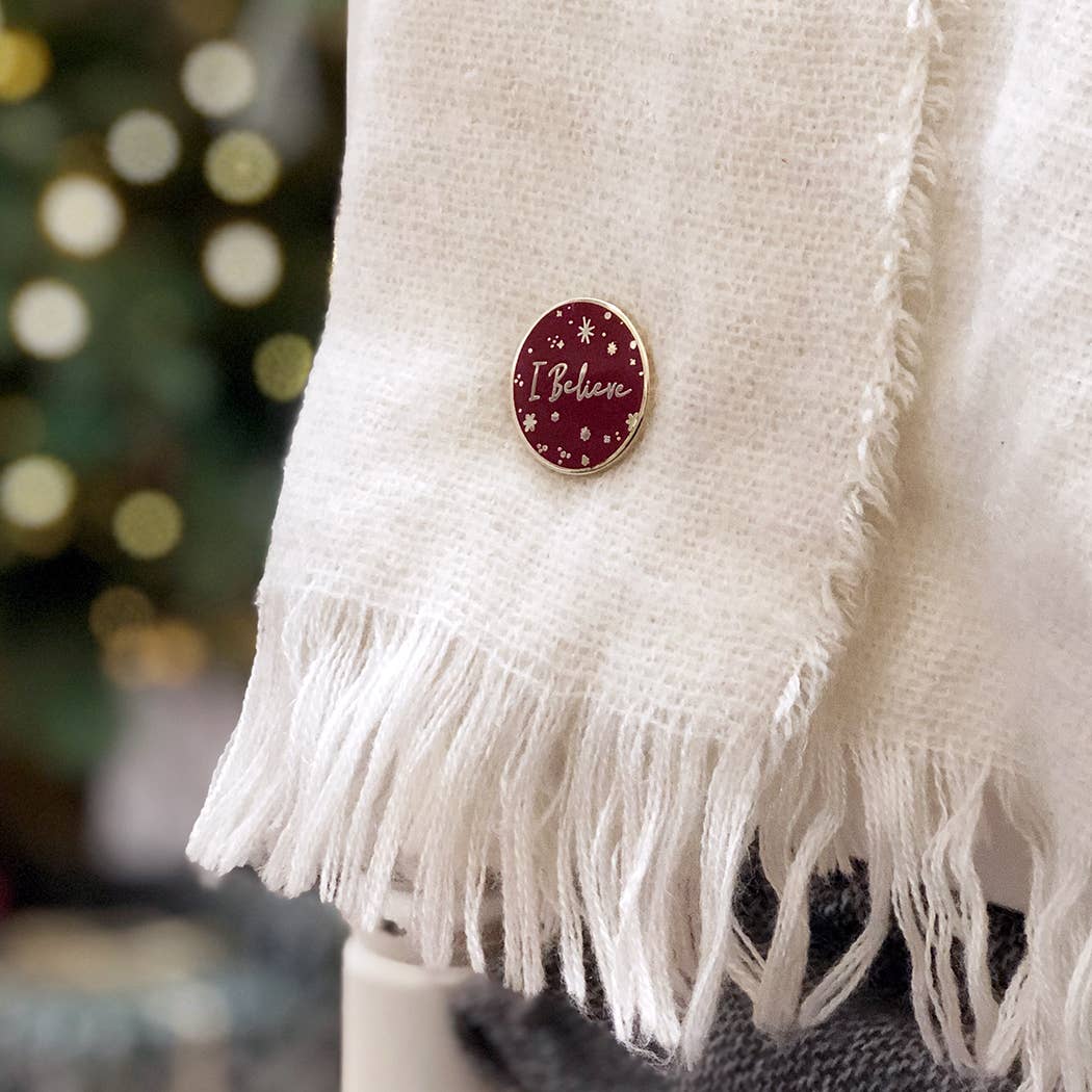 Clara and Macy - Wholesale Lapel Pin/Button - Red 'I Believe' Enamel Pin Badge3