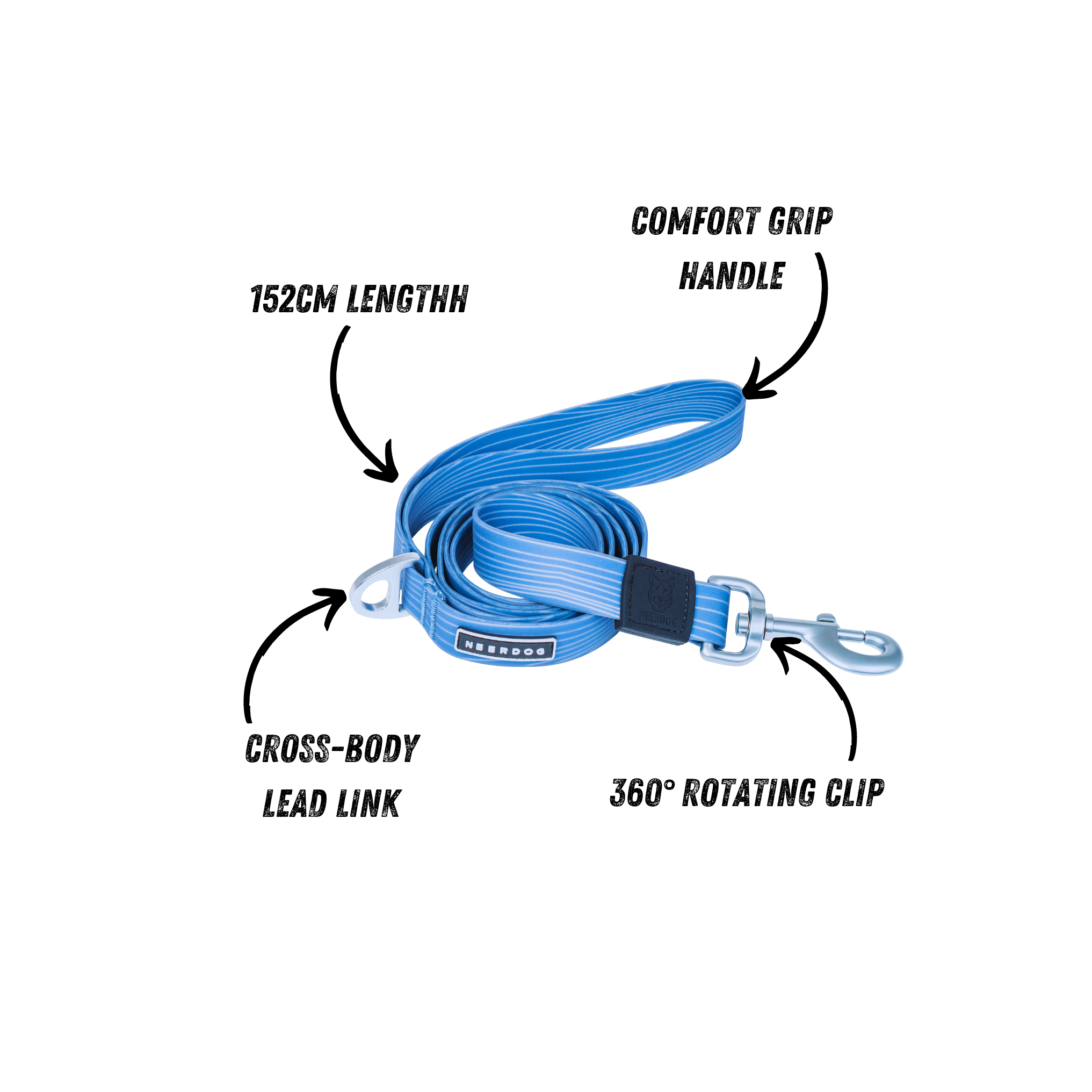 NEERDOG | Dog Harnesses | Dog Leads | Dog Collars | Coats – wholesale Pet leash – Dog – PVC Dog Lead | Waterproof Stink-Proofed Dog Lead - Blue4