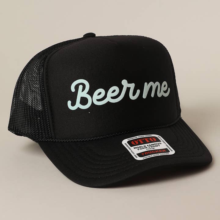 Fashion City – Engroshandel Trucker hat - Unisex – Øl Mig Tekst Printet Mesh Ryg Skum Trucker Kasket1