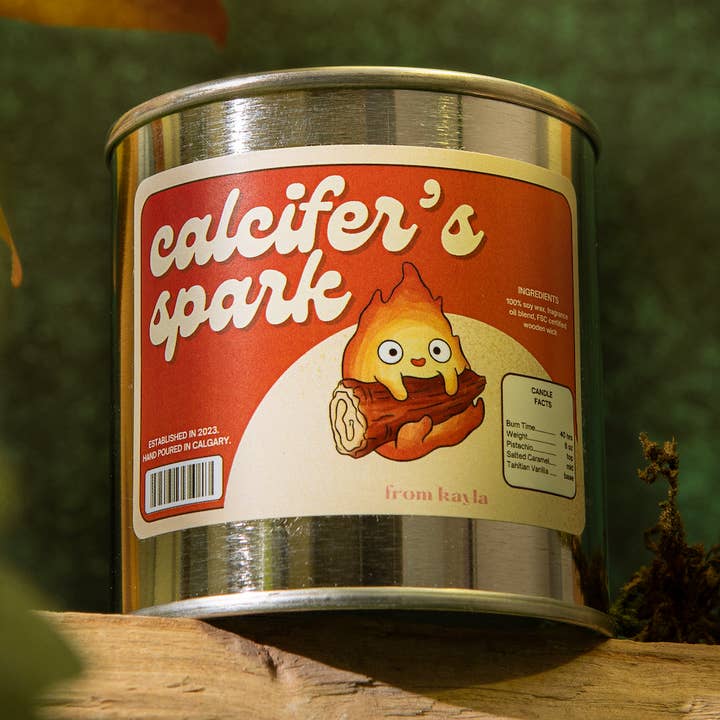 Calcifer's Spark- 8 oz. Aluminum Tin Candle for wholesale by From Kayla