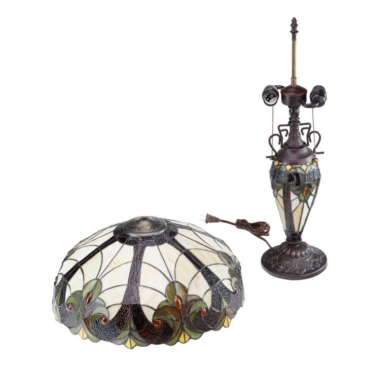 River of Goods - Wholesale Accent/Desk Lamp - 24.5"H Halston Amber Double Lit Stained Glass Table Lamp10