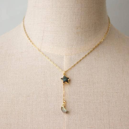 a.v. max - Wholesale Pendant/Charm Necklace - Mini Over The Moon Stone Necklace|Labradorite|Turq|Sunstone