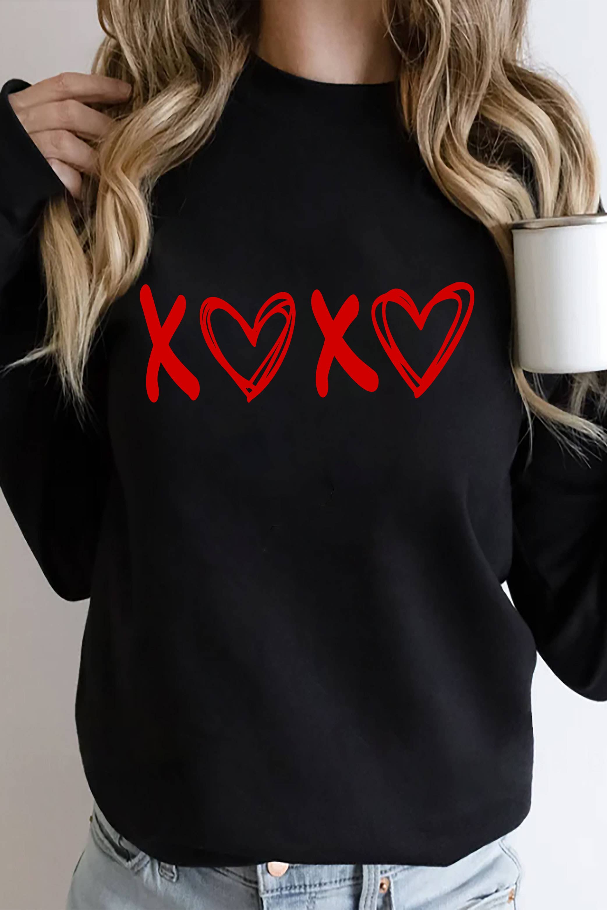 Top Avenue - Venta al por mayor Sudadera estampada - Mujer - Sudaderas unisex de forro polar con cuello redondo, de XOXO Love Heart, para San Valentín7