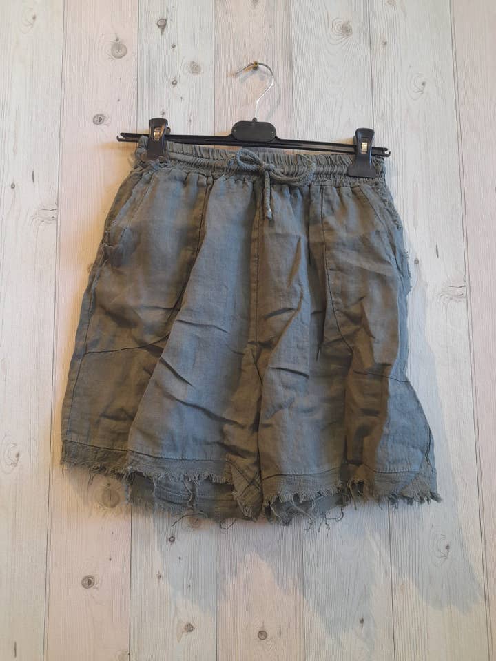 Linen & More - Vendita all'ingrosso Pantaloncini - Donna - REF 6261 PANTALONCINI IN LINO CON FRANGE E DUE TASCHE 100% LINO7