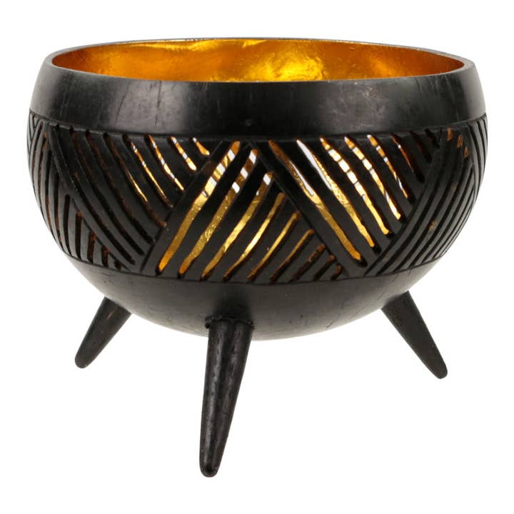 Coconut tealight holder Kaleo for wholesale by EARTHWARE