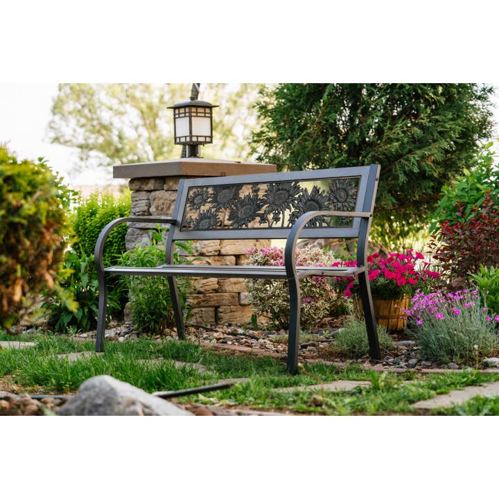 Painted Sky Designs - Wholesale Bench - Sunflower Bench (2-tone steel)