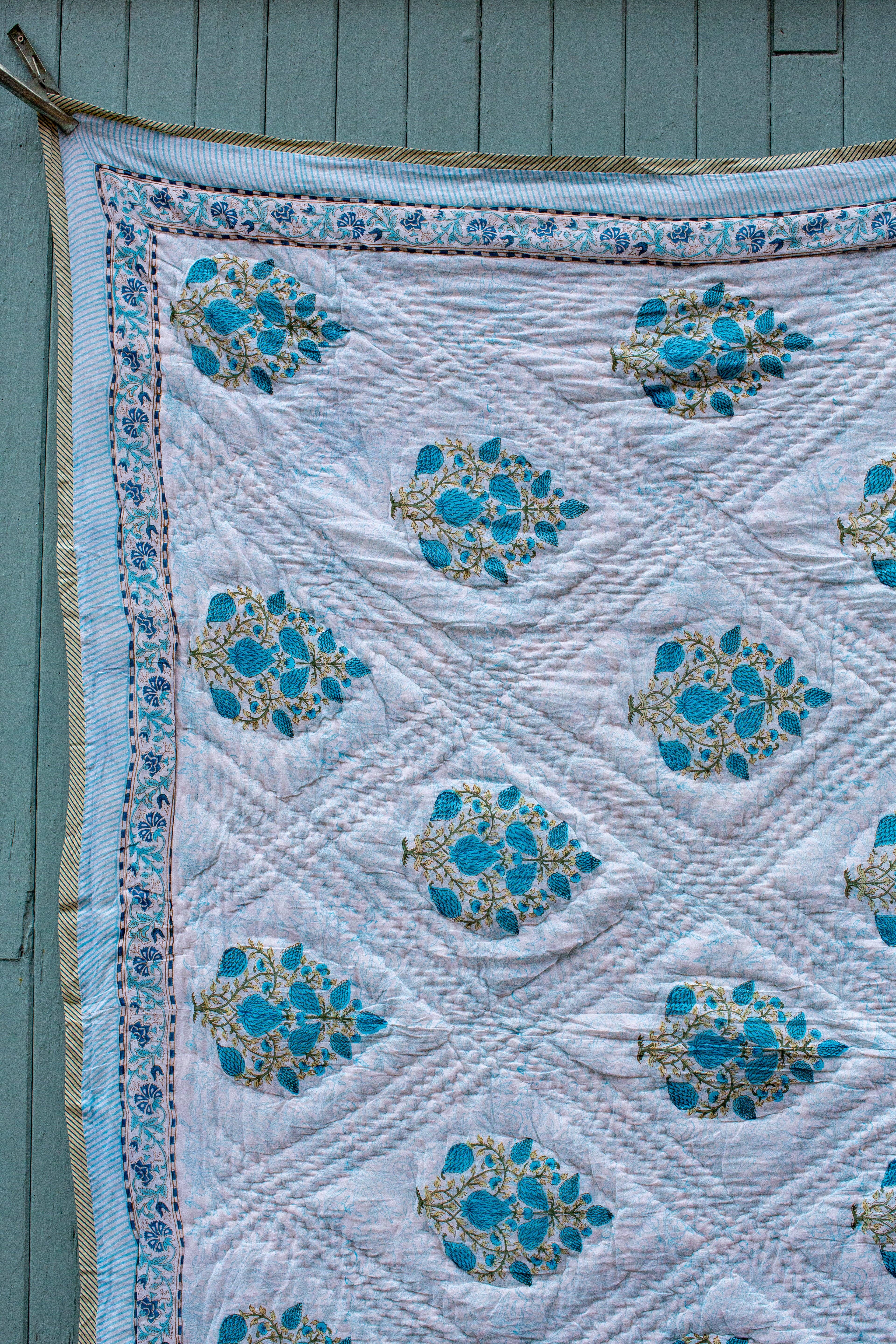 The India Shop – wholesale Quilt – Print Block Padded Quilt - Tidcombe3