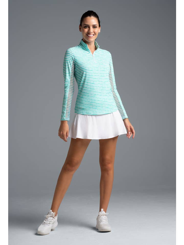 IBKÜL - Wholesale Athletic Top - Women's - Landon Stripe II Print Long Sleeve Mock Neck Top – 1016426