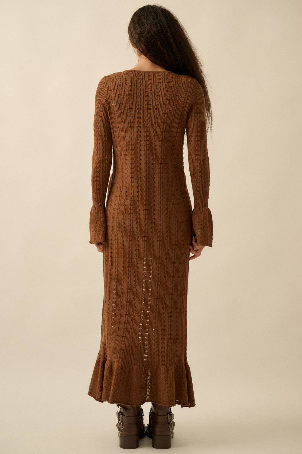 Promesa USA – Engroshandel Cardigan - Dame – Pointelle ribstrikket cardigan med trompetærmer11