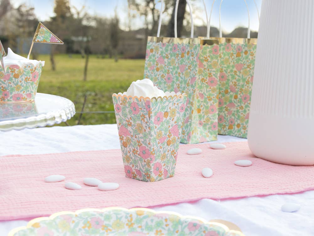 Tim&Puce Factory – Engroshandel Gæstegavepose/æske – Shabby og guld popcornæsker, sæt med 85