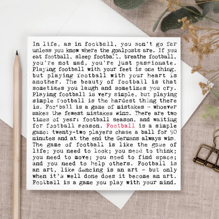 Football Quotes Card For Footballers and Fans for wholesale by Coulson Macleod (U.S. Duties Paid)