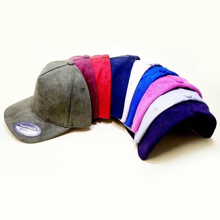 Solid Color Suede Snapback Hats for wholesale by Funteze