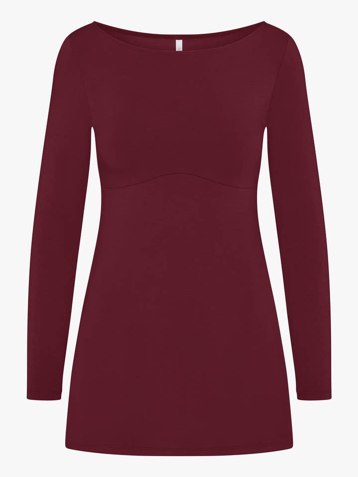 BOATNECK DRESS IN BORDEAUX for wholesale by Rat Boi