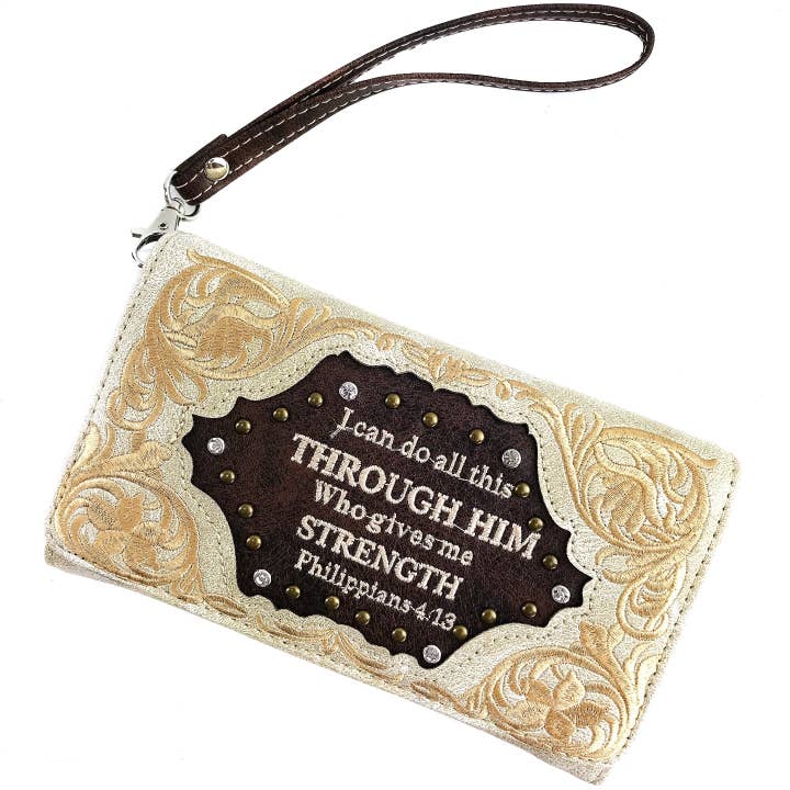 Lunar Deer – wholesale Axelväska - Dam – Bible Verse Philippians 4:13 Broderi Crossbody plånbok