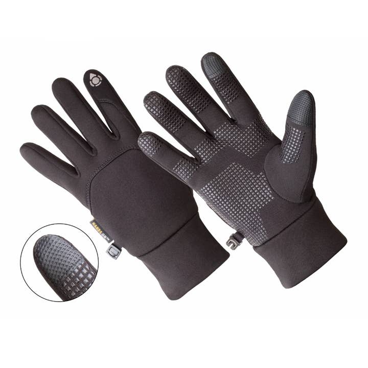 HANDS ON™, guanti da corsa da uomo, antiscivolo, touchscreen, neri per la vendita all'ingrosso da parte di Hands On