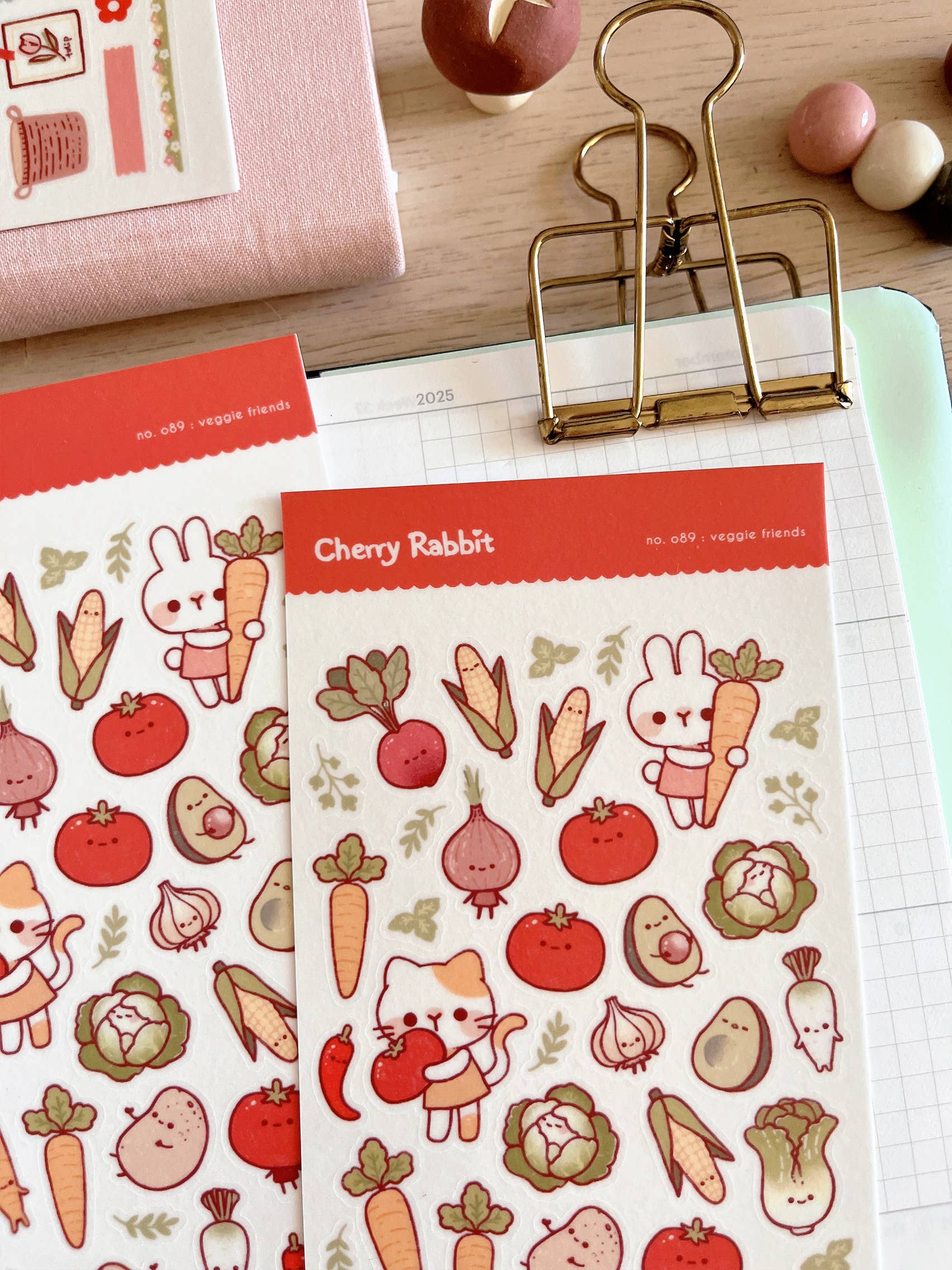 Cherry Rabbit - Wholesale Sticker - Veggie Friends Sticker Sheet no.0892