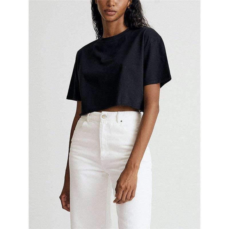 Sheer Trend - Wholesale Athletic Top - Women's - Cotton Round Neck Short Sleeve Women's Sports T-Shirt0