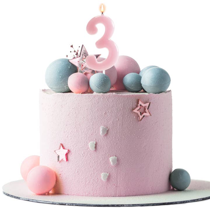 Birthday candle for decorating cakes, baby pink for wholesale on Faire14