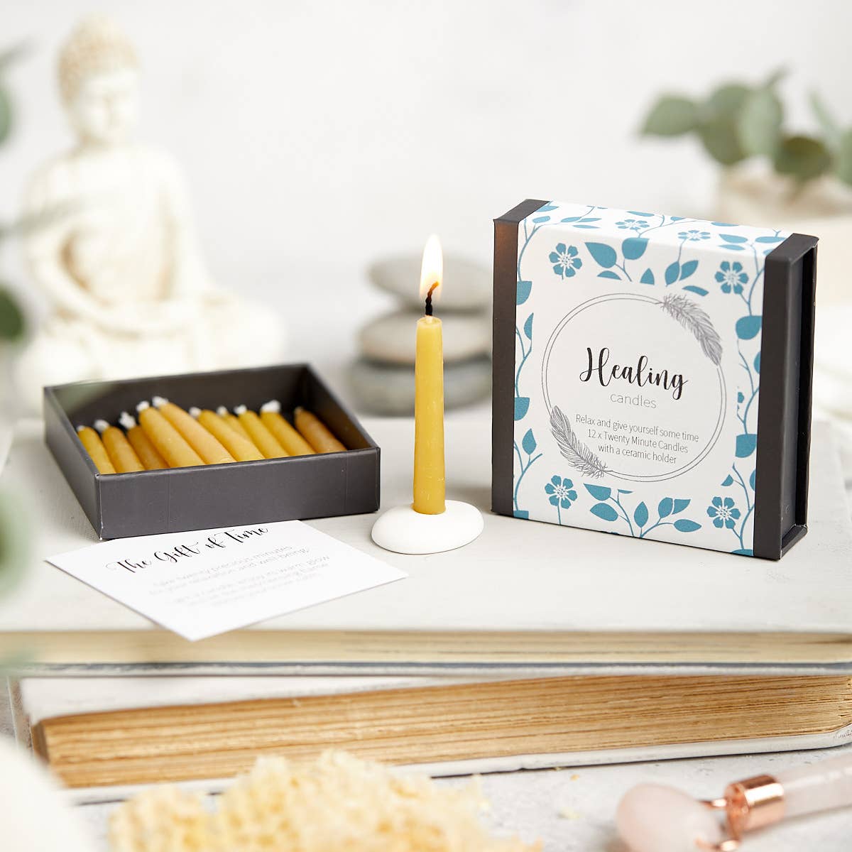 Cotton & Grey - Venta al por mayor Velas cónicas/candeleros - Paquete Mente Cuerpo Alma19