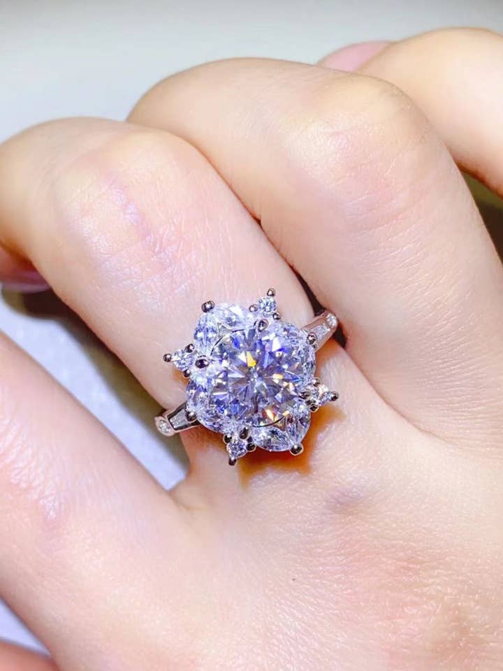 2 Carat Brilliant Round Cut Moissanite Pure Sterling Silver Ring for wholesale by Sparkala