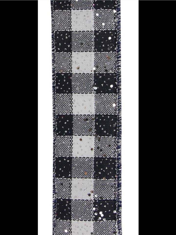 CARREAUX VICHY À CARREAUX HEXAGONAUX DE 1,5 PO X 10 M, NOIR/BLANC/ARGENTÉ (E) pour la vente par Waterman's Loft Inc.