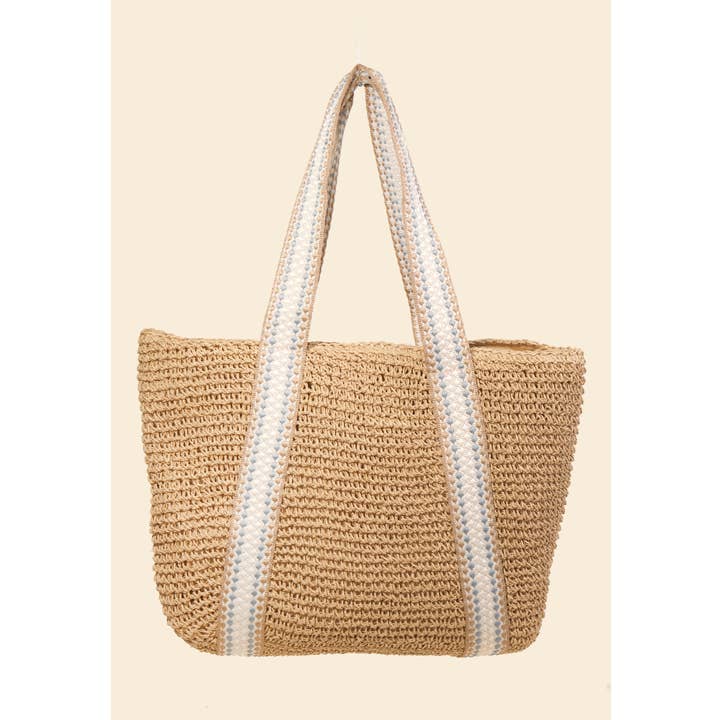 Anarchy Street - Wholesale Tote Bag - Women's - Embroidered Strap Straw Knit Tote Bag0