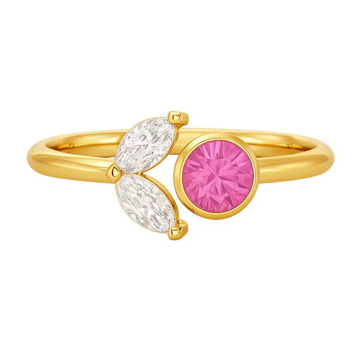 Pink Tourmaline & Diamond Wedding Stacking Front Open Ring for wholesale by Evara Jewelry