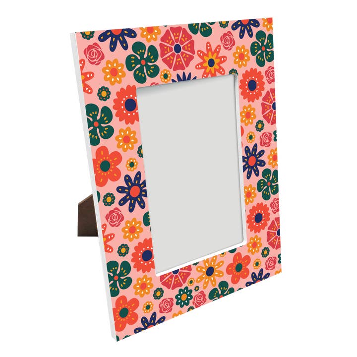 Fotolijst van gerecycled hout - roze retro bloemen voor wholesale door Morris Magnets