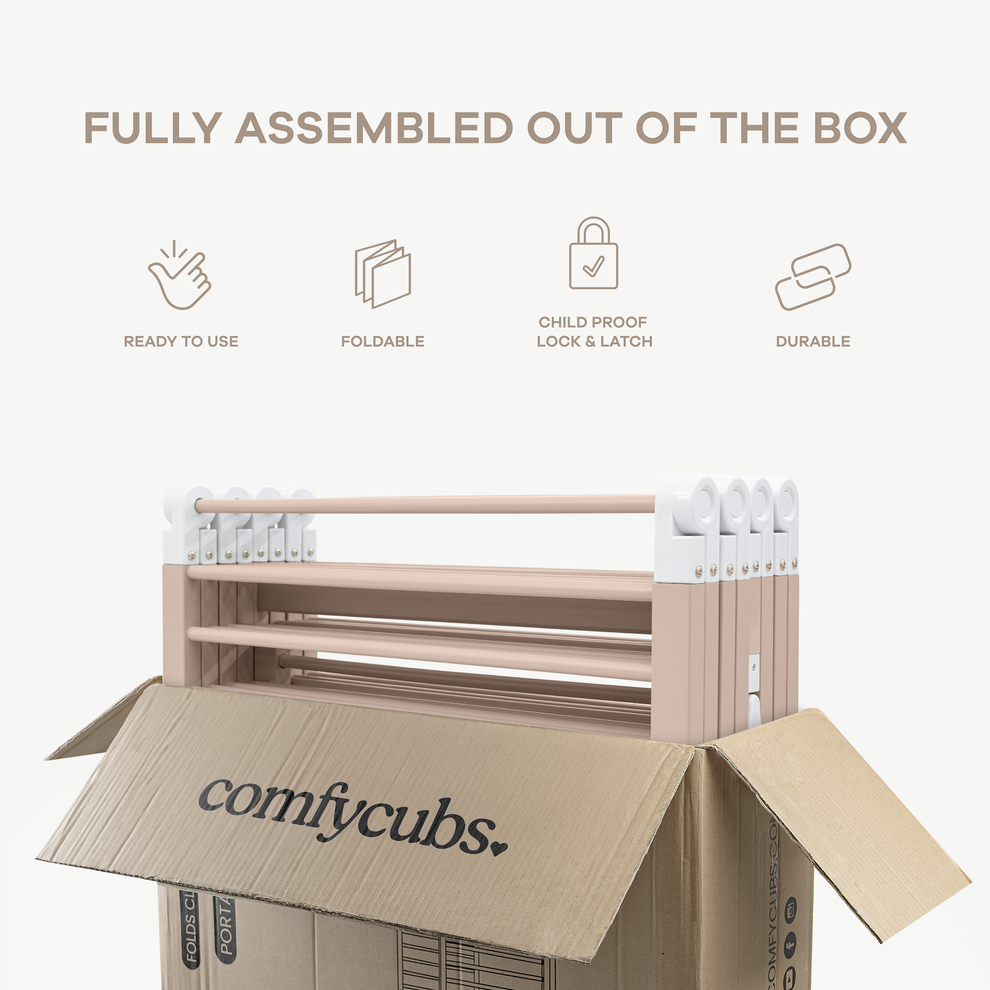 Comfy Cubs - Vendita all'ingrosso Tappetino da gioco - Bambini e neonati - Cancelletto per Bambini - Recinto Pieghevole in Legno di Pino di Comfy Cubs11