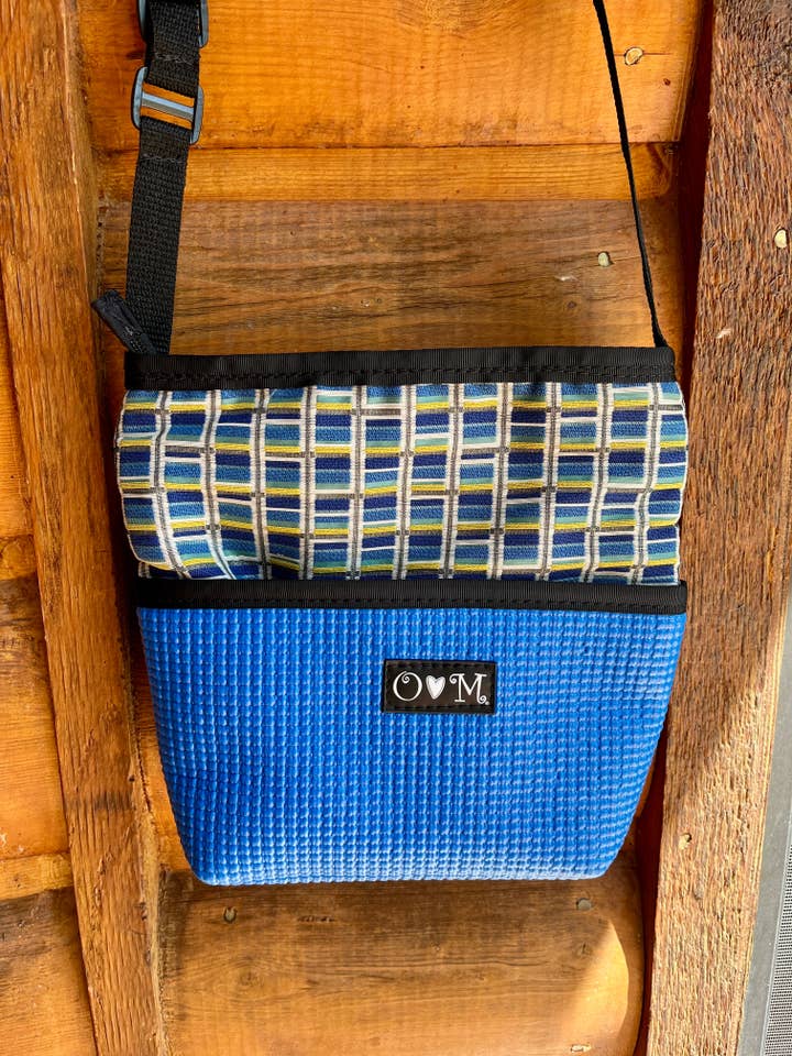 Bernie Blue Crossbody Bag- Home dec Print Fabric for wholesale by OlovesM.com