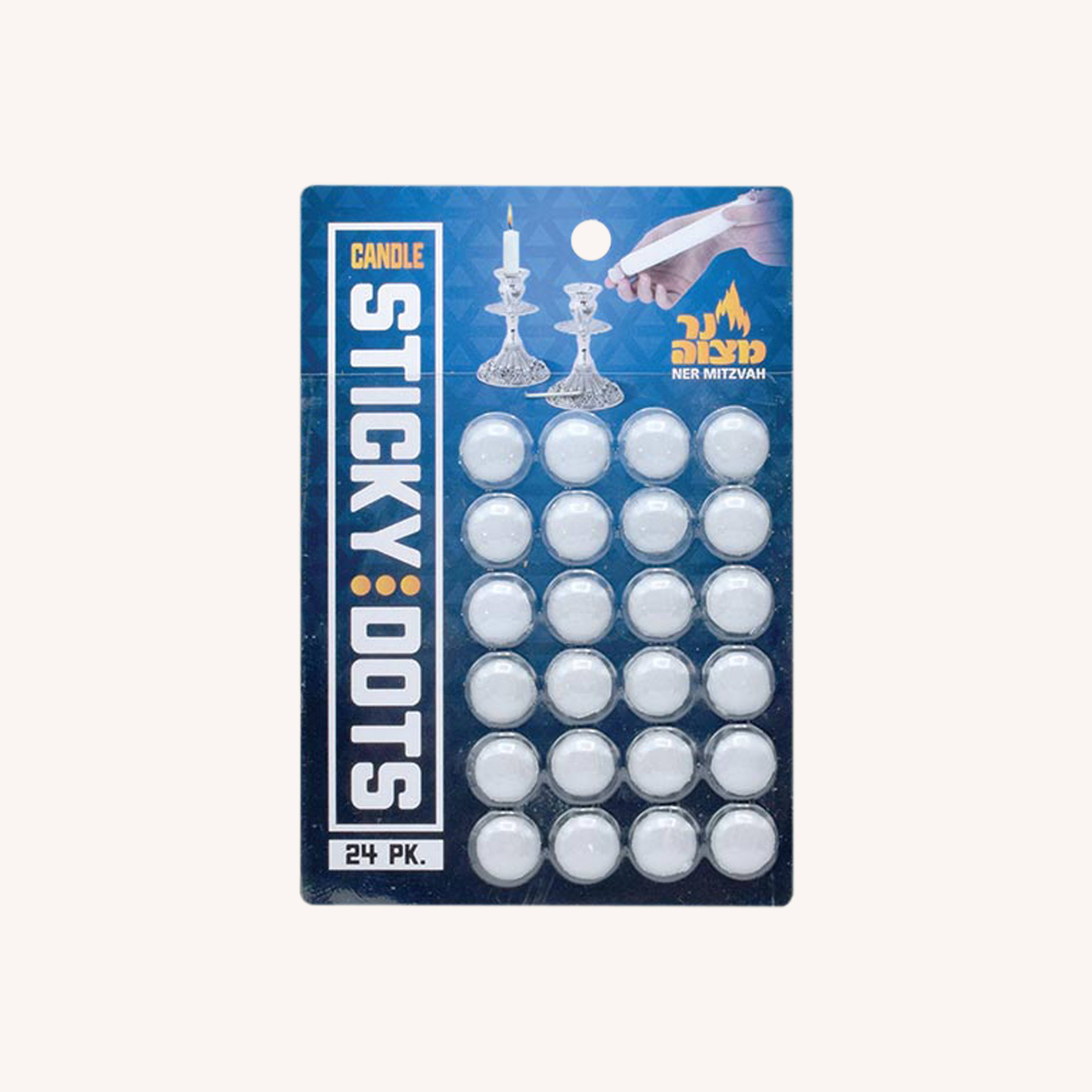 Ner Mitzvah - Wholesale Tapered Candle/Candlestick - Candle Sticky Dots - 24 Pack0